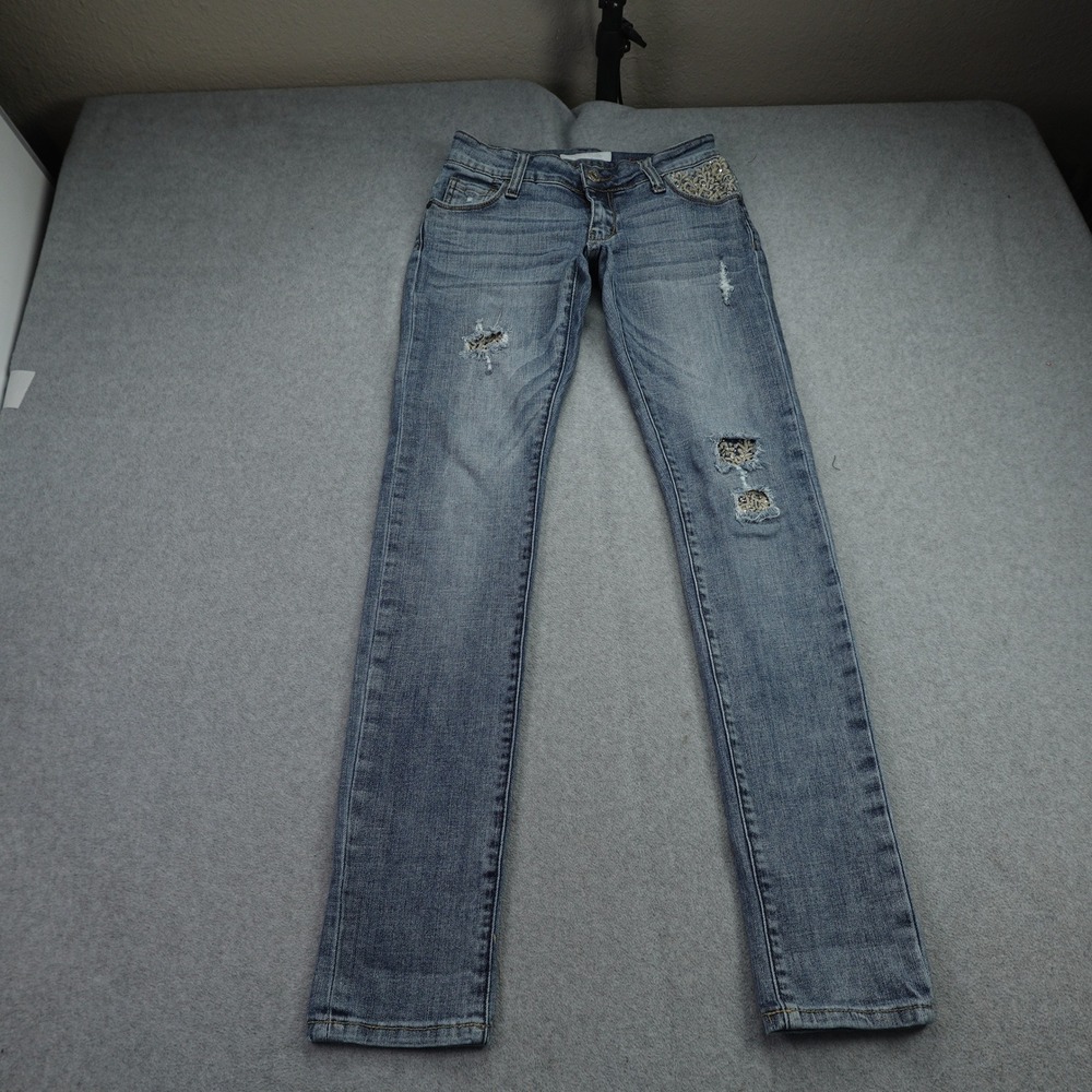 Stetson Jeans‎ Womens 0 Regular Blue Pixie Stixs Distressed Skinny Embellished